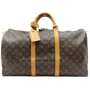 Louis Vuitton Keepall Monogram Canvas Handbag Boston Bag Padlock Poignant Travel